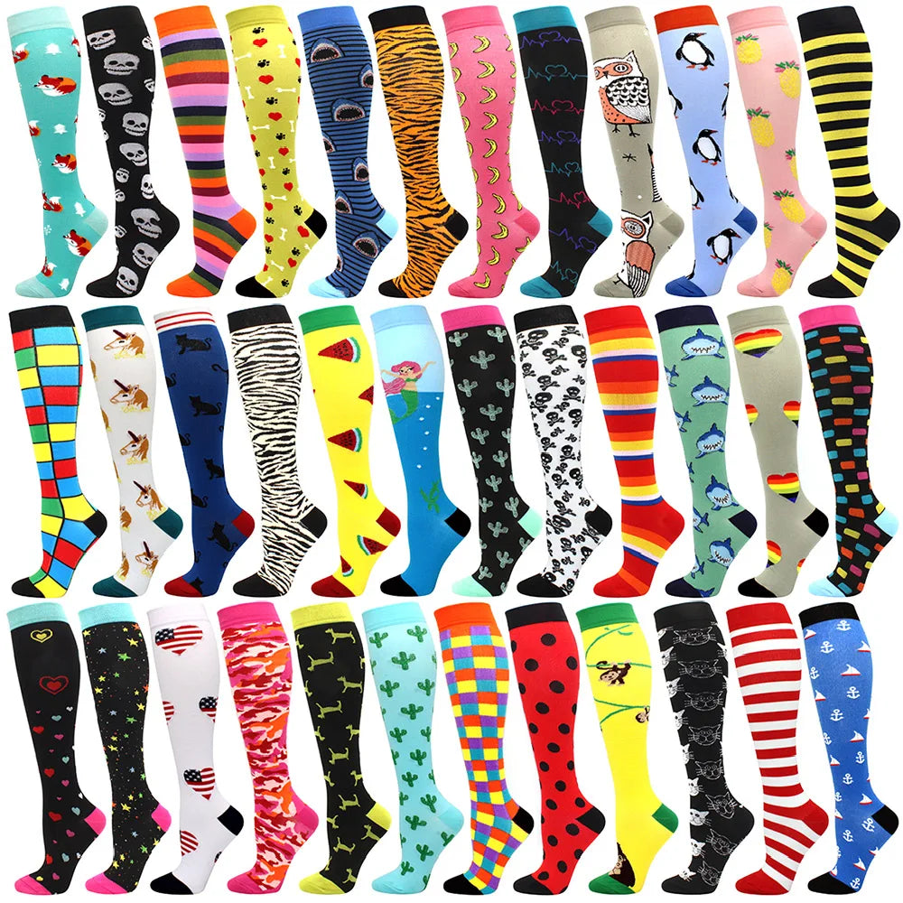 Running Compression Stockings Pressure Nursing Socks For Edema, Diabetes, Varicose Veins, Blood Circulation Sports Socks