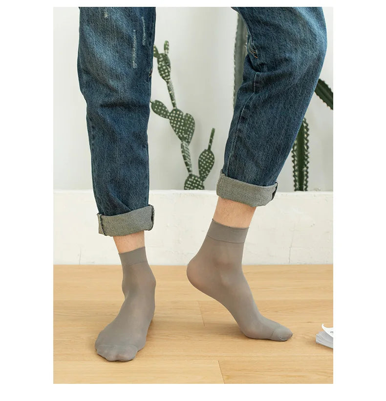 10pairs Bamboo Fiber Silk Men's Summer Socks Thin Stripe Breathable