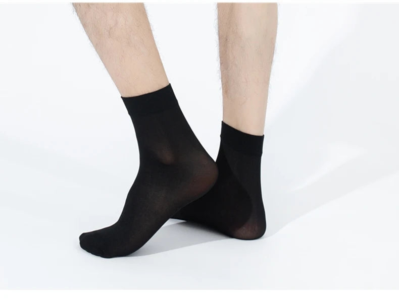 10pairs Bamboo Fiber Silk Men's Summer Socks Thin Stripe Breathable