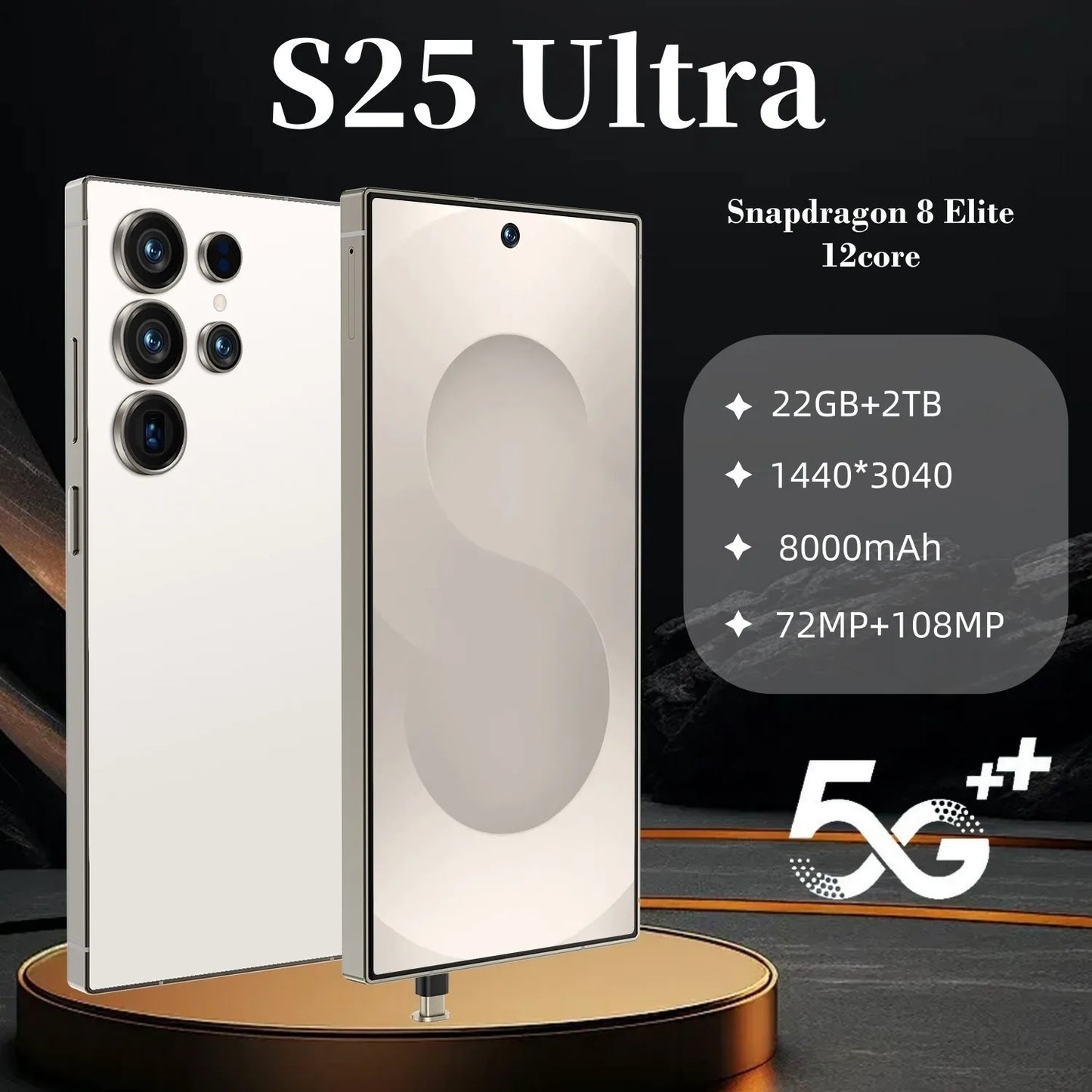 2025 S25 Ultra 5G Smartphone Dual SIM Full HD 6.9 Inch Display Face Recognition 22GB+2TB Android 15 100W Quick Charge Multilingual