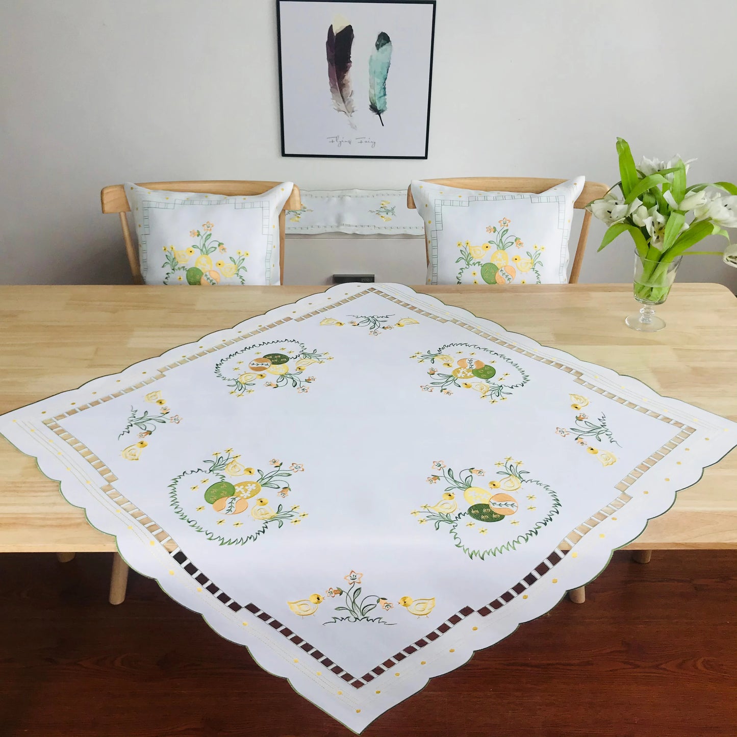 Embroidery Tablecloth napkin Home Decor Silk-touch Fiber