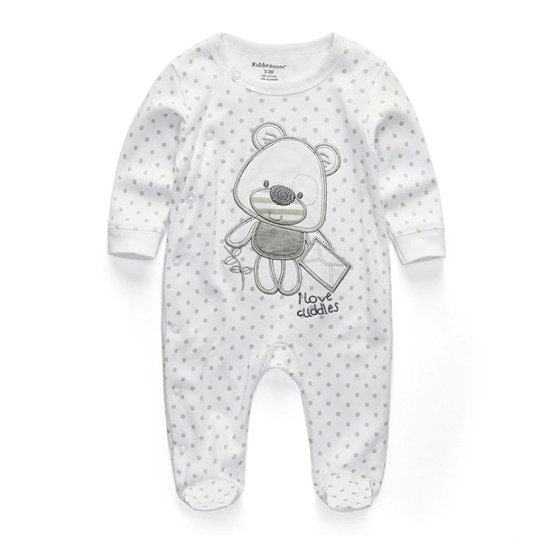 0-12Months Baby Rompers Newborn Pajamas Girls Boys 100% Cotton Long Sleeve 1/2/3 Pieces