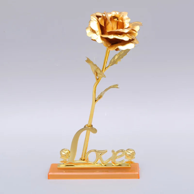 24K Plated Gold Rose Artificial Flower
