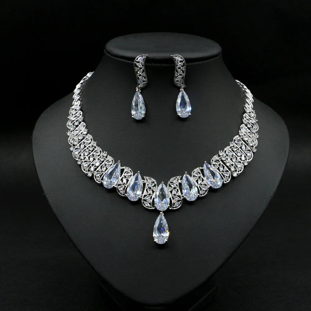 Luxury 2pcs Bridal Zirconia Jewelry Sets for Women