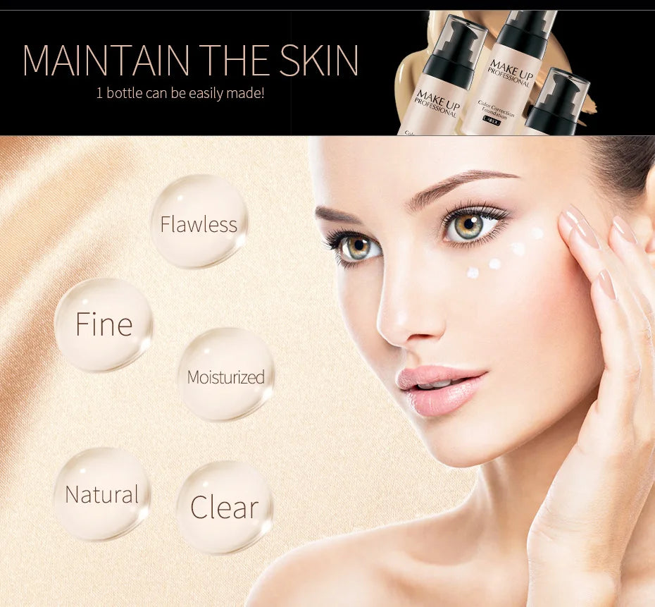 Makeup Base Face Liquid Foundation BB Cream Concealer Moisturizer Oil-control Whitening Waterproof 40g