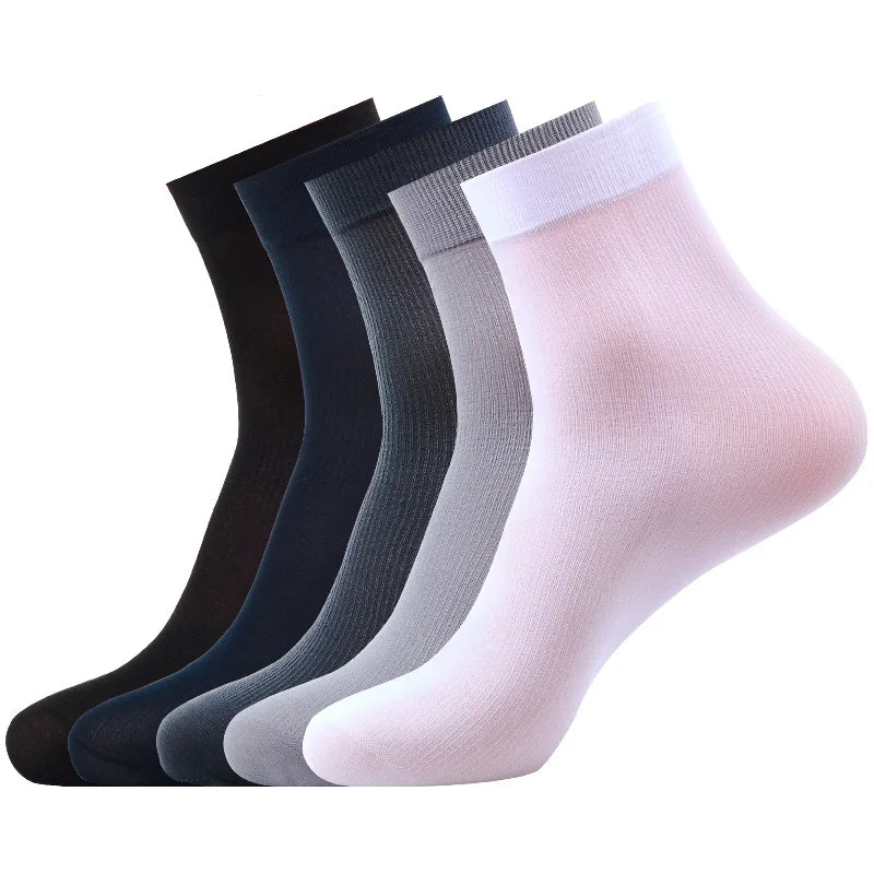 10pairs Bamboo Fiber Silk Men's Summer Socks Thin Stripe Breathable