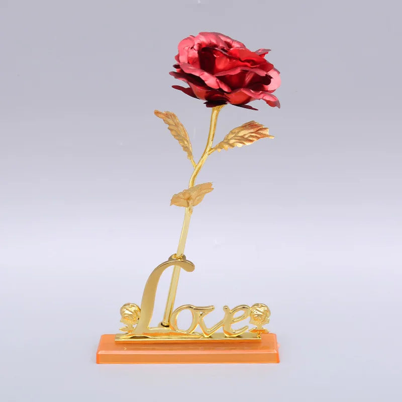 24K Plated Gold Rose Artificial Flower