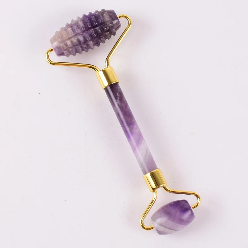 Acupuncture Massager Sawtooth Jade Roller Face Care Massage Tool Natural Rose Quartz Stone Gua Sha Health Neck Relax