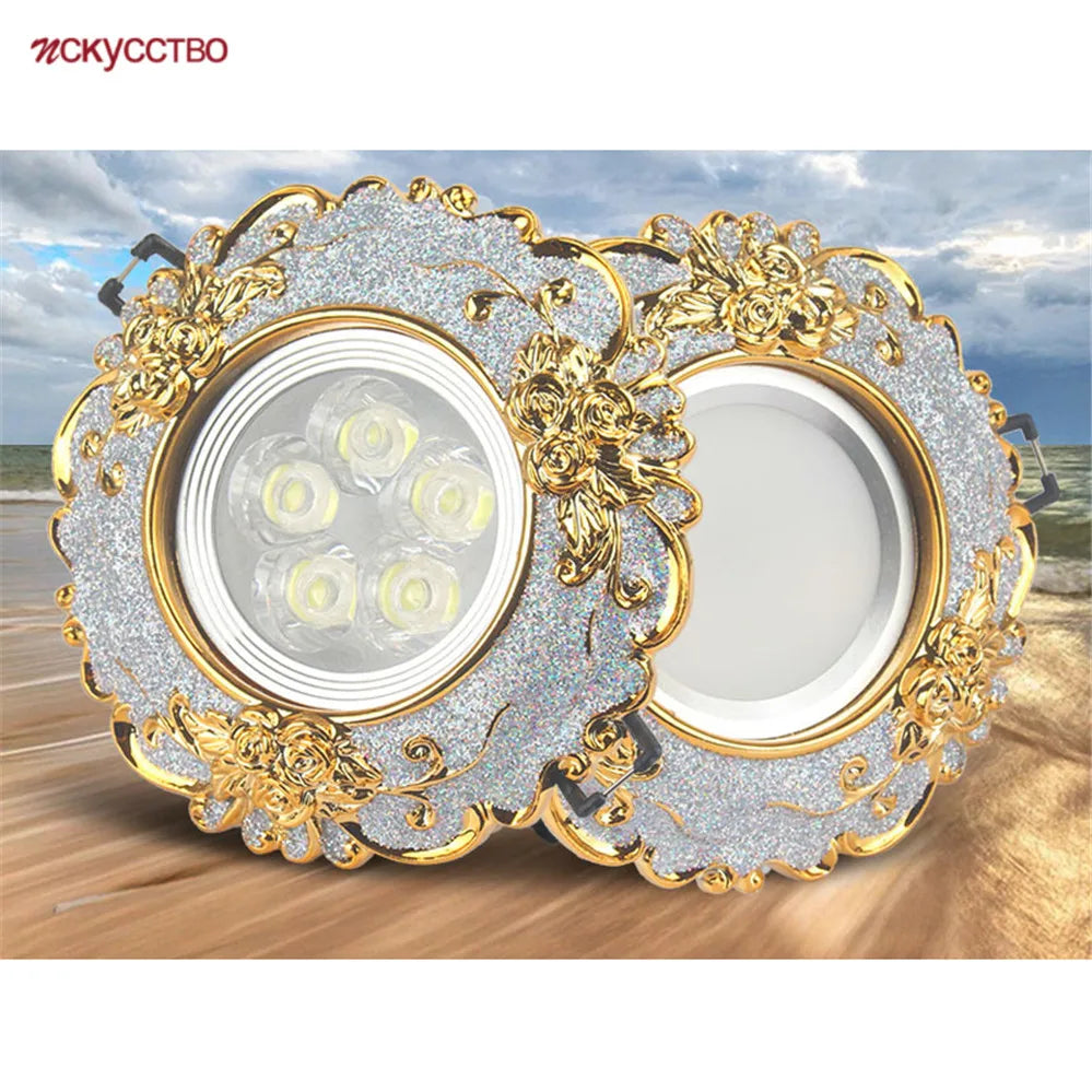 European Luxury Resin Gold Garland Ceiling Lamp 7.5 Cm Hole