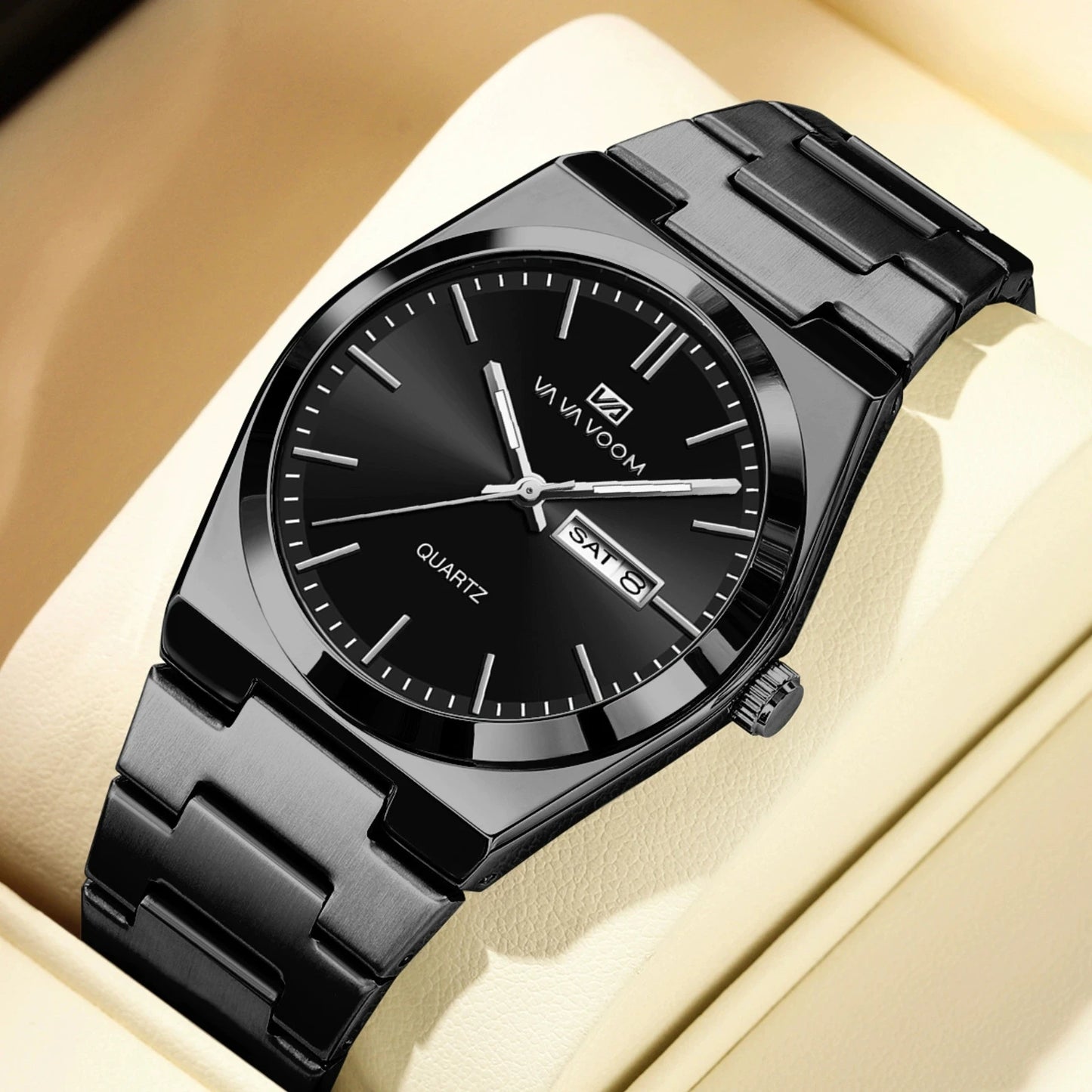 Men's Luxury Quartz Wristwatch Waterproof Luminous Week Date Stainless Steel Men's Watch