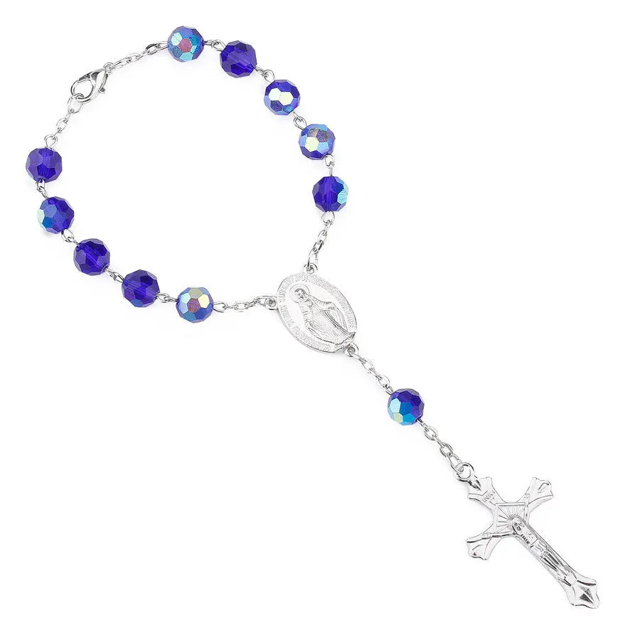 Catholic Prayer Long Chain Rosaries Jewelry for Men Women Stainless Steel Cross Pendant Necklaces