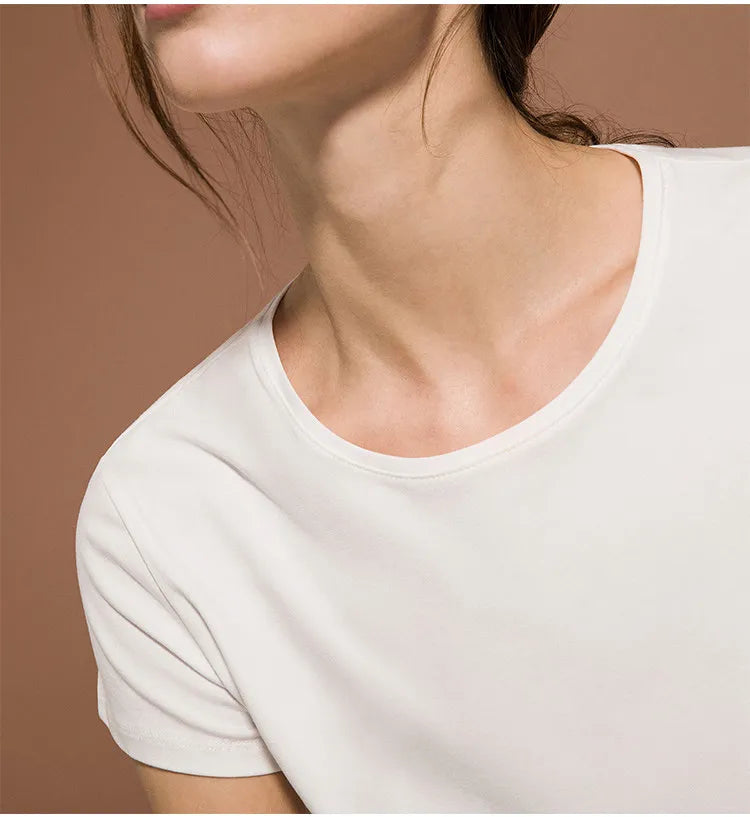 100% Cotton Women's T-Shirts Short Sleeves Solid Color