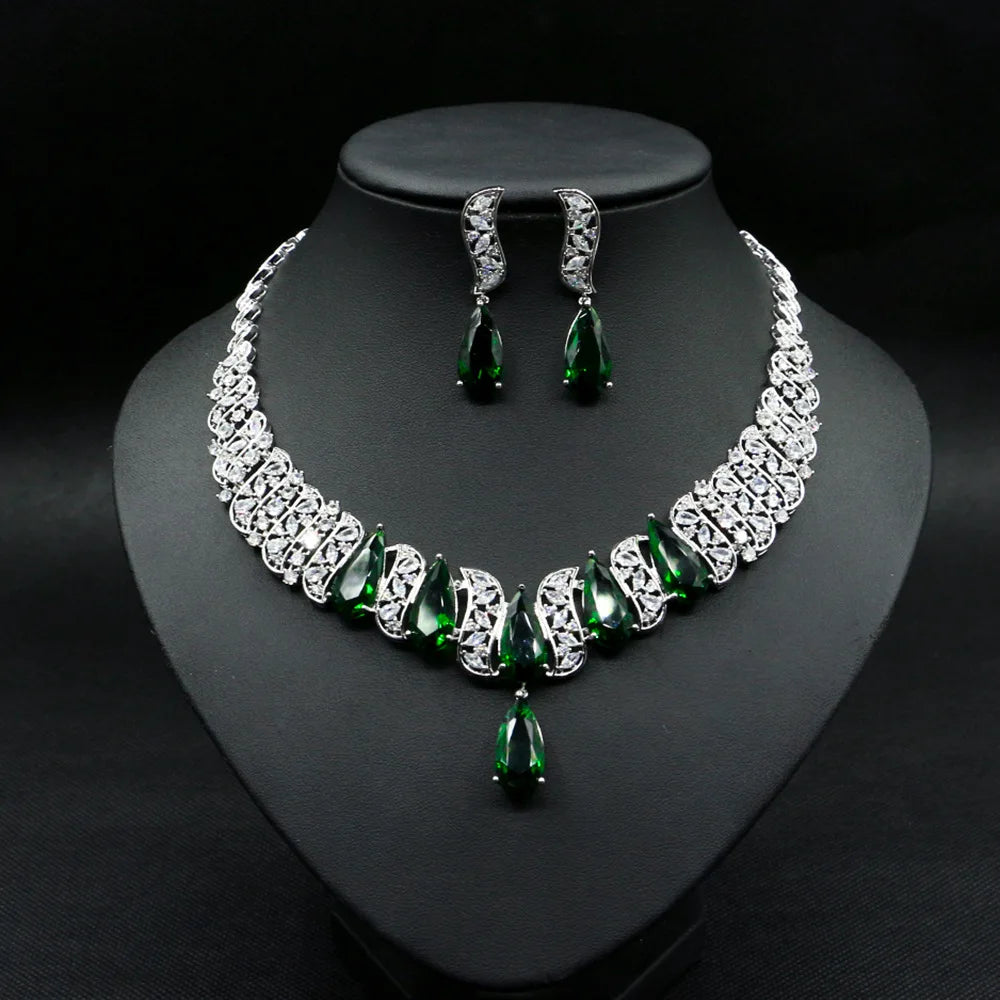 Luxury 2pcs Bridal Zirconia Jewelry Sets for Women