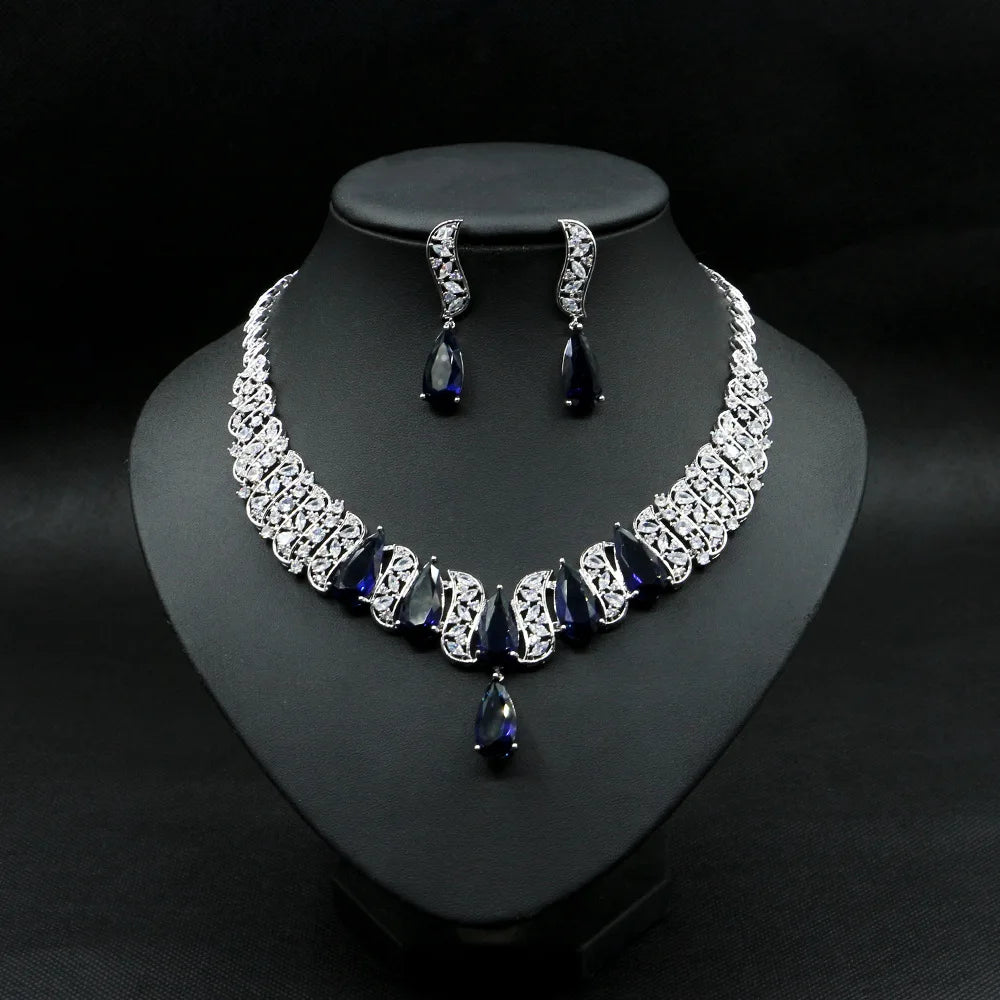 Luxury 2pcs Bridal Zirconia Jewelry Sets for Women