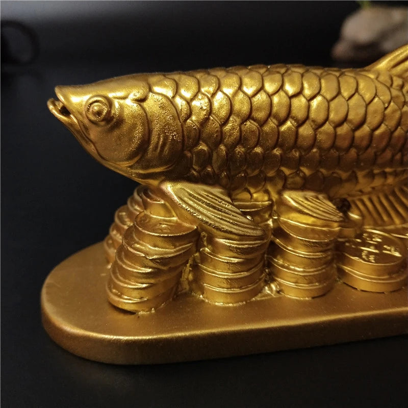 Gold Animal Fish Statue Figurines Lucky Ornaments Home Decoration Feng Shui Gifts