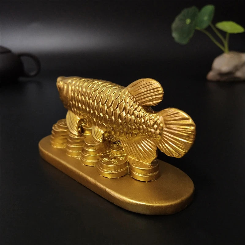Gold Animal Fish Statue Figurines Lucky Ornaments Home Decoration Feng Shui Gifts
