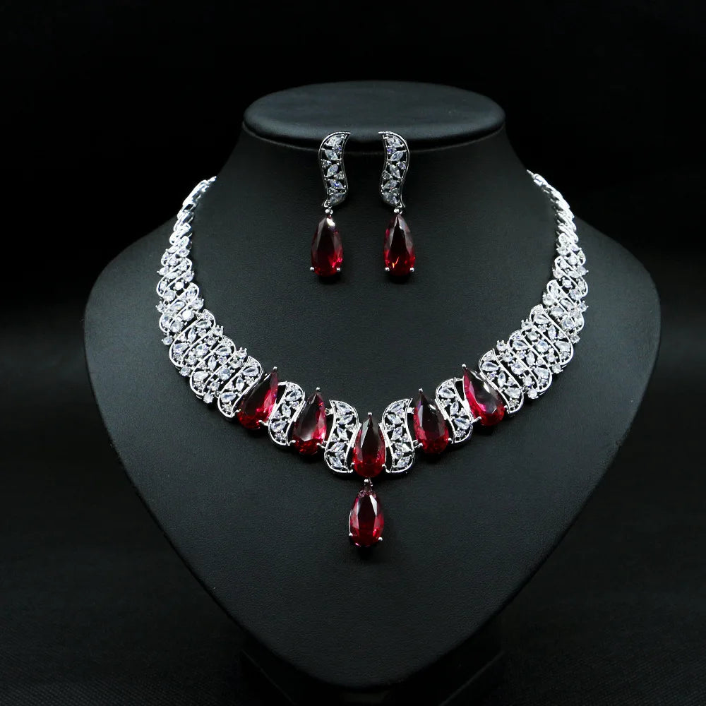 Luxury 2pcs Bridal Zirconia Jewelry Sets for Women