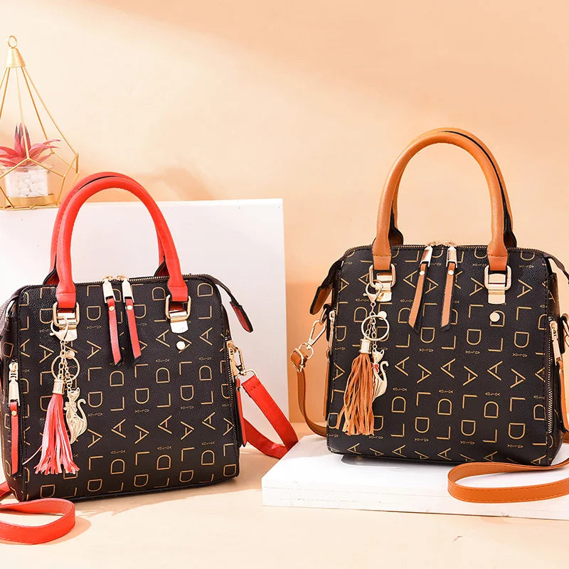Luxury Leather Tassel Top-Handle Bag