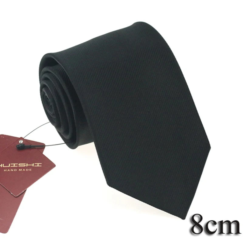British Style Sale Mariage Waterproof Necktie Formal Black Solid Color Unisex Stripe Shape Men's For Gift Lapel Neck Tie Women