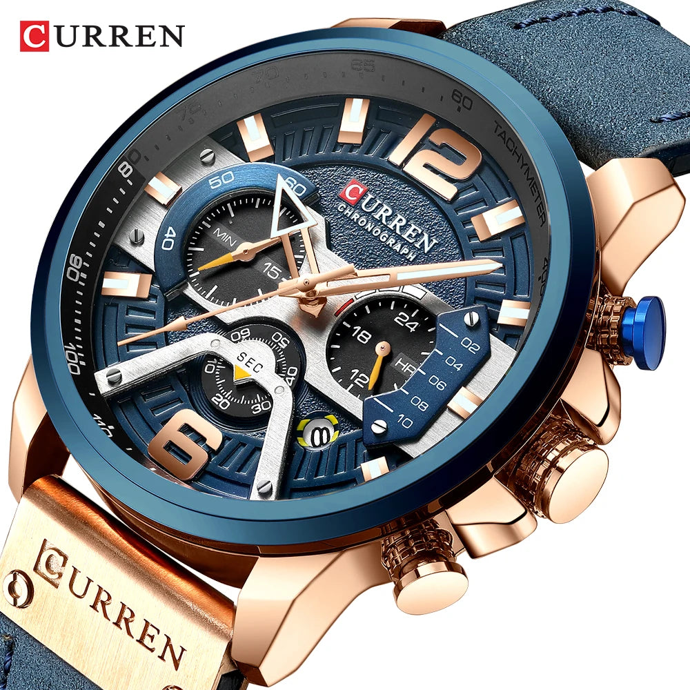 Men's Casual Luxury Military Sport Watch Leather Wrist