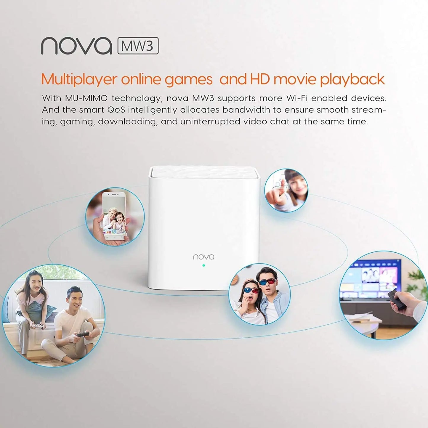 Tenda Nova Mesh WiFi System (MW3)-Up to 3500 sq.ft. Whole Home Coverage WiFi Router and Extender Replacement AC1200 Mesh Router