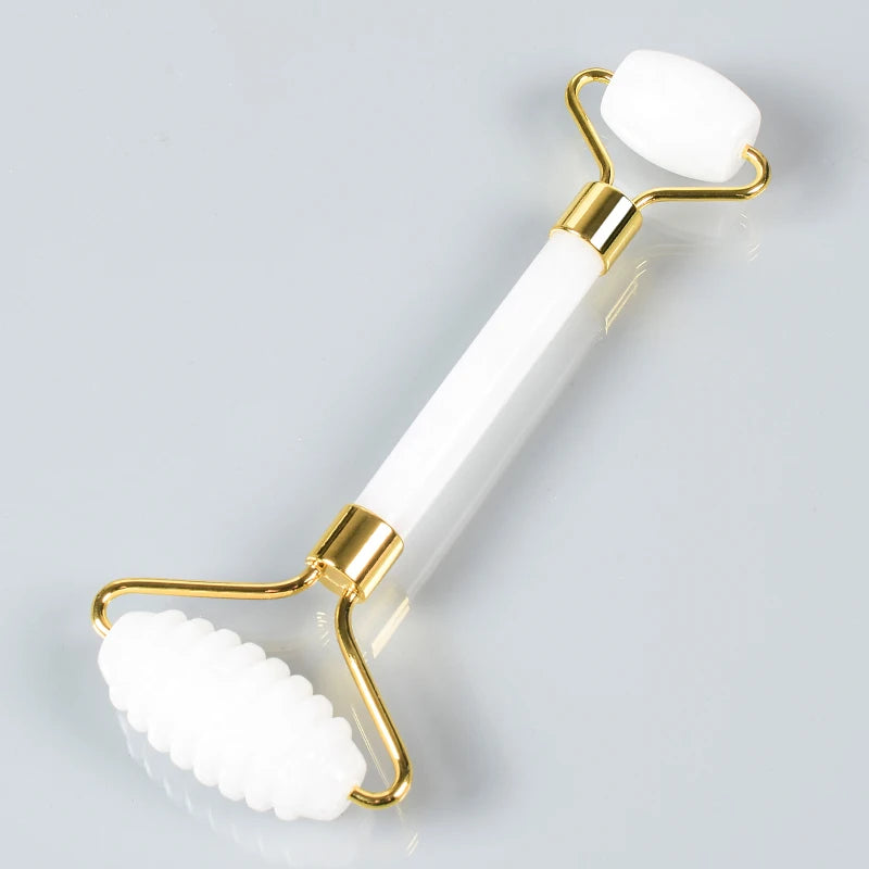 Acupuncture Massager Sawtooth Jade Roller Face Care Massage Tool Natural Rose Quartz Stone Gua Sha Health Neck Relax