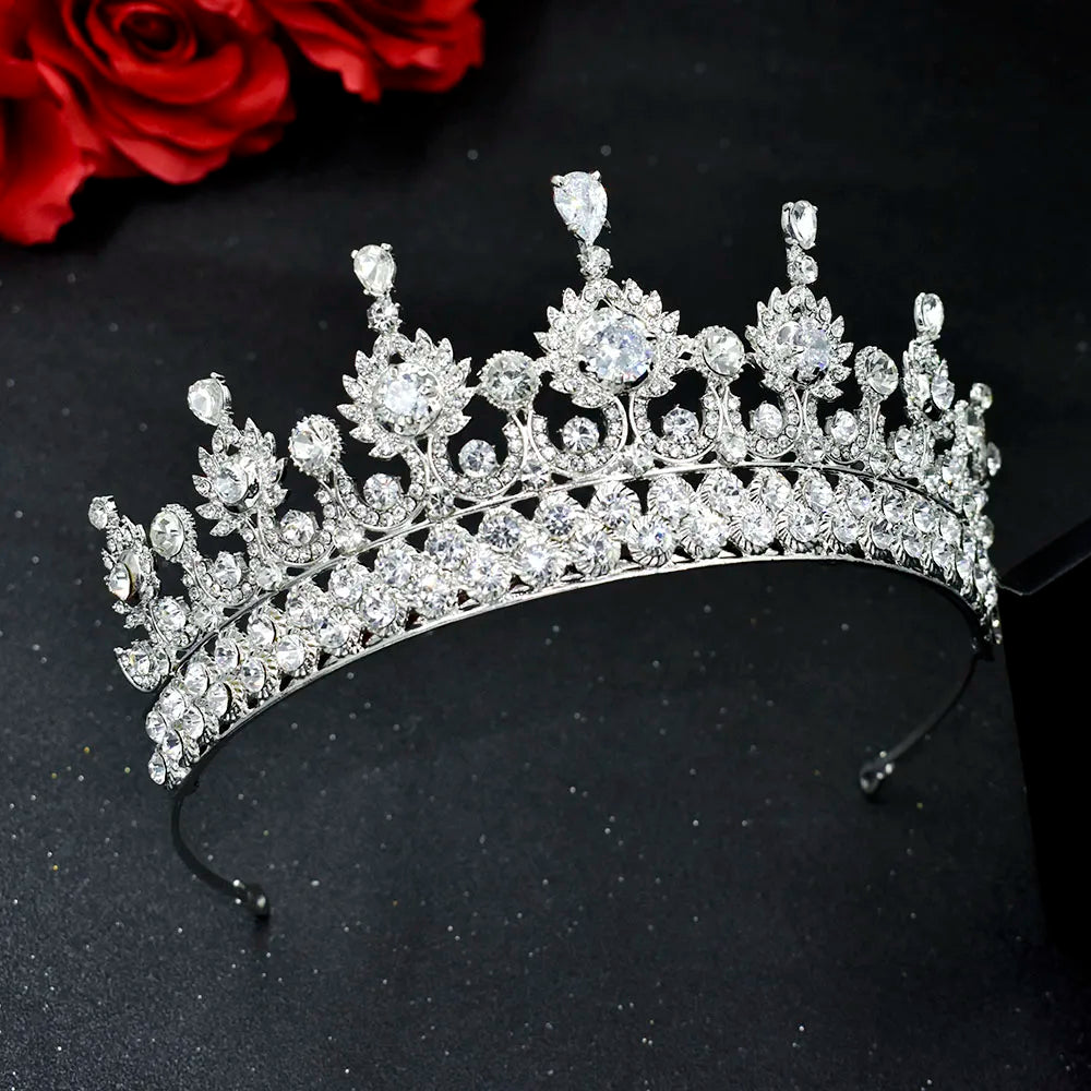 Zircon Wedding Crown Luxury Zircon Diadem Rhinestone Headpiece Bridal Hair Jewelry