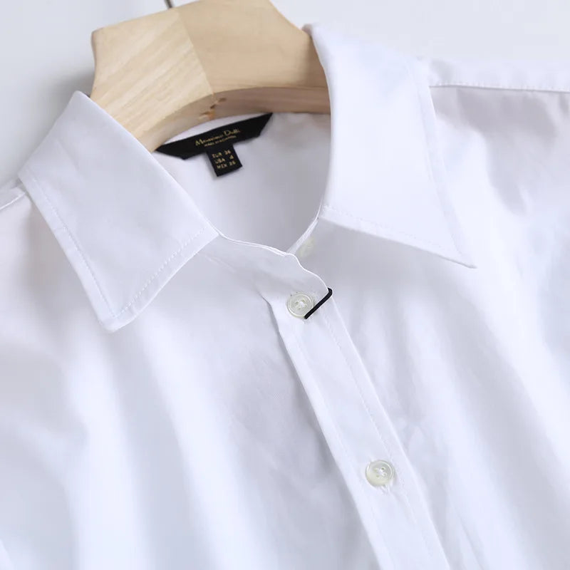 England Style Poplin Solid White Women Blouse