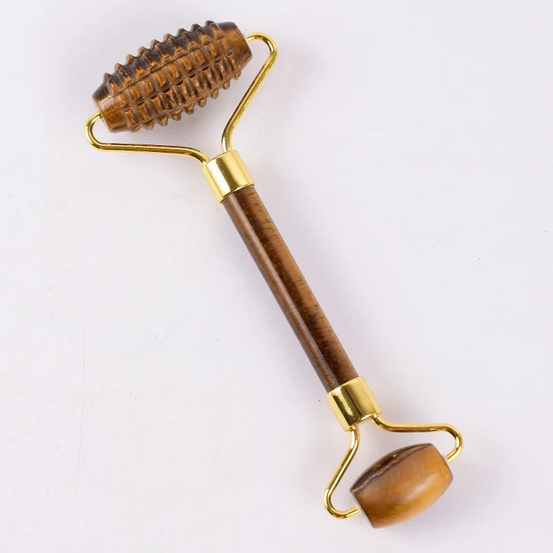 Acupuncture Massager Sawtooth Jade Roller Face Care Massage Tool Natural Rose Quartz Stone Gua Sha Health Neck Relax