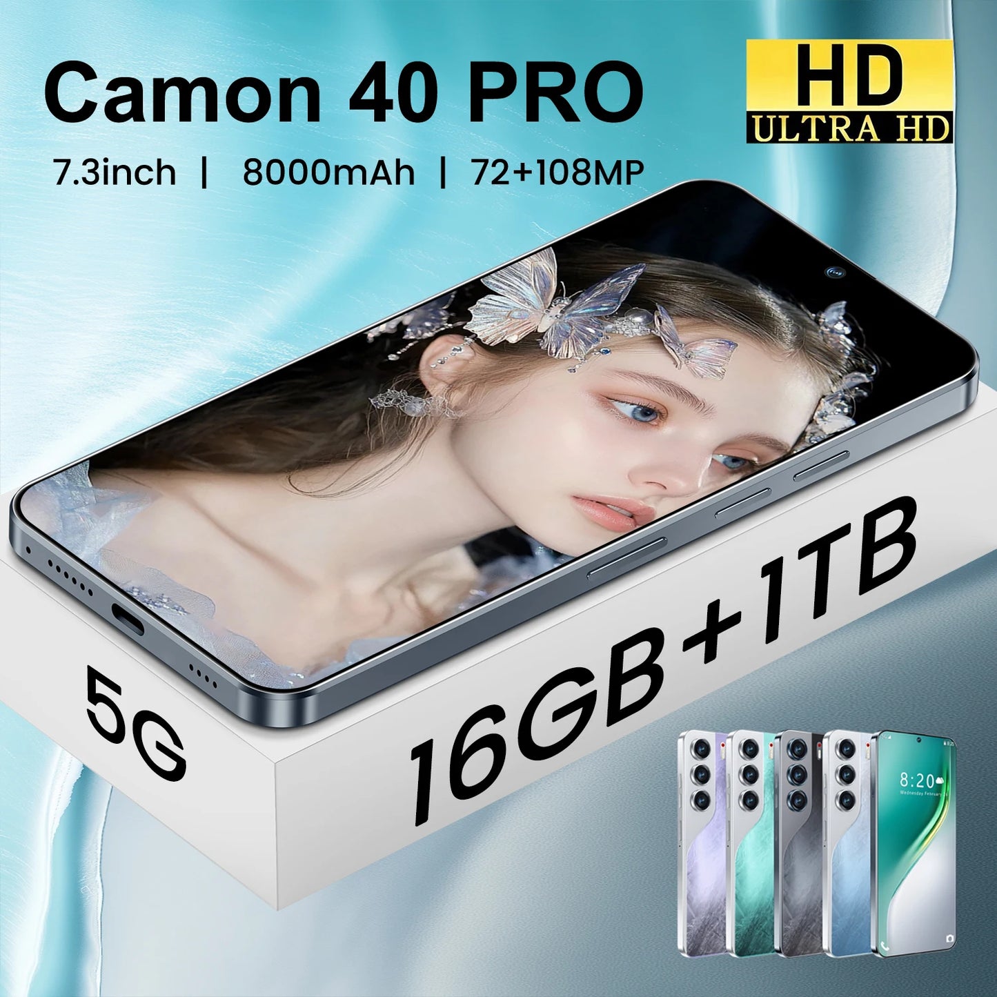 High Quality 40 Pro 5G Smartphone Unlocked Android 14 16GB+1TB Dual SIM Global LTE CDMA Mobile