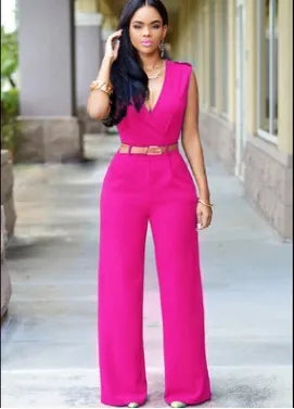 Women's fashion jumpsuits pants Free Belt combination