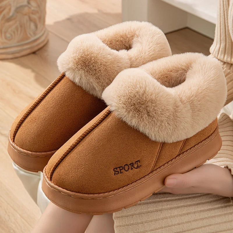 Autumn/Winter Unisex Couple Snow Boots Suede Heel High Platform Thick Sole Shoes Indoor Outdoorme