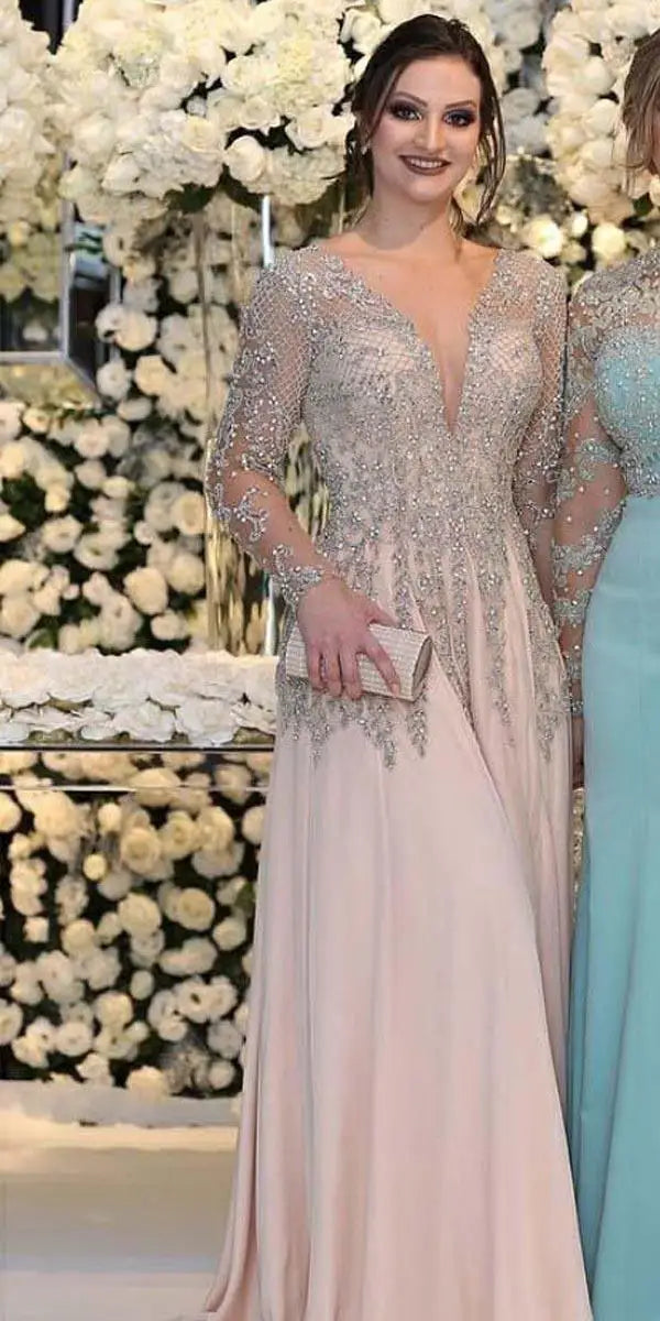 Elegant Luxury Crystals Beading Two Styles Chiffon Plus Size Party Gowns Evening Dress