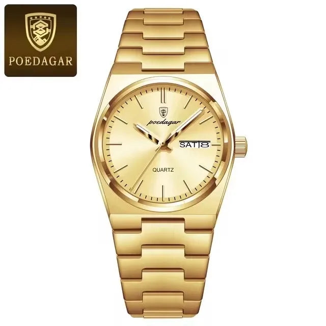 Luxury Watch for Woman Elegant Quartz Waterproof Luminous Date Week Stainless Steel
