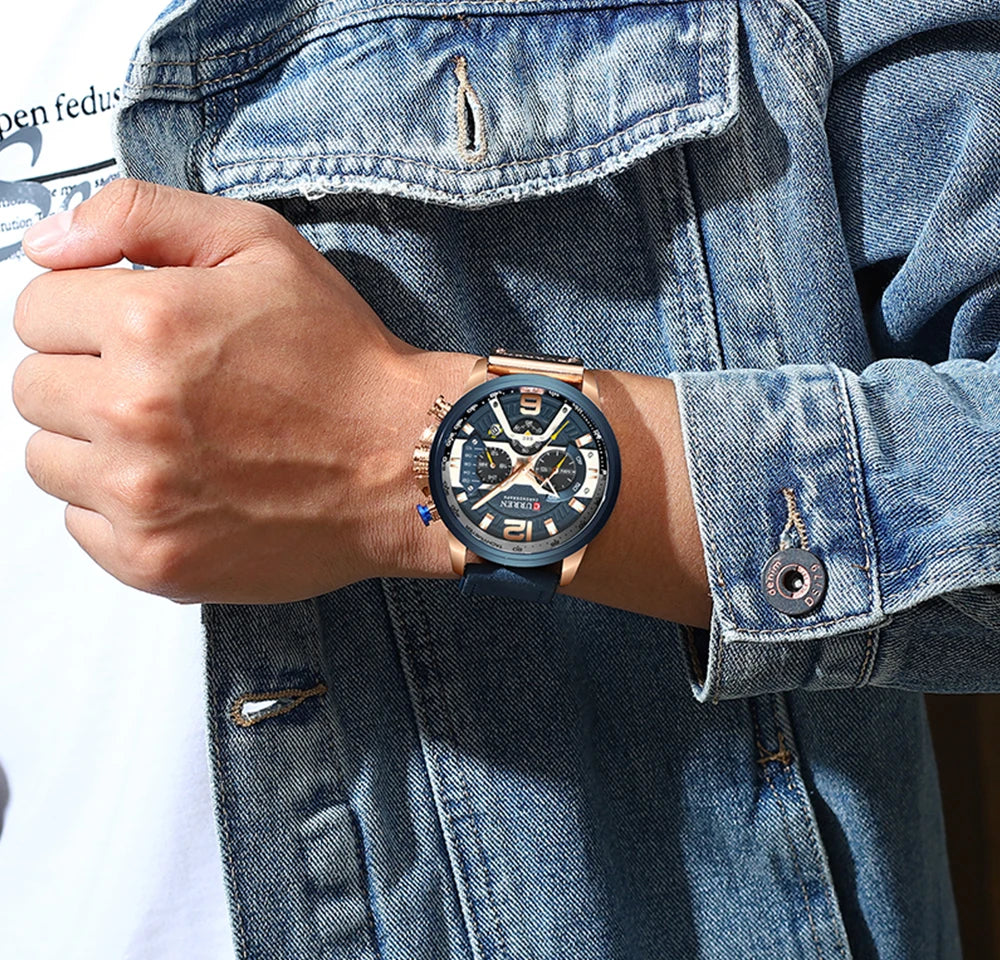 Men's Casual Luxury Military Sport Watch Leather Wrist