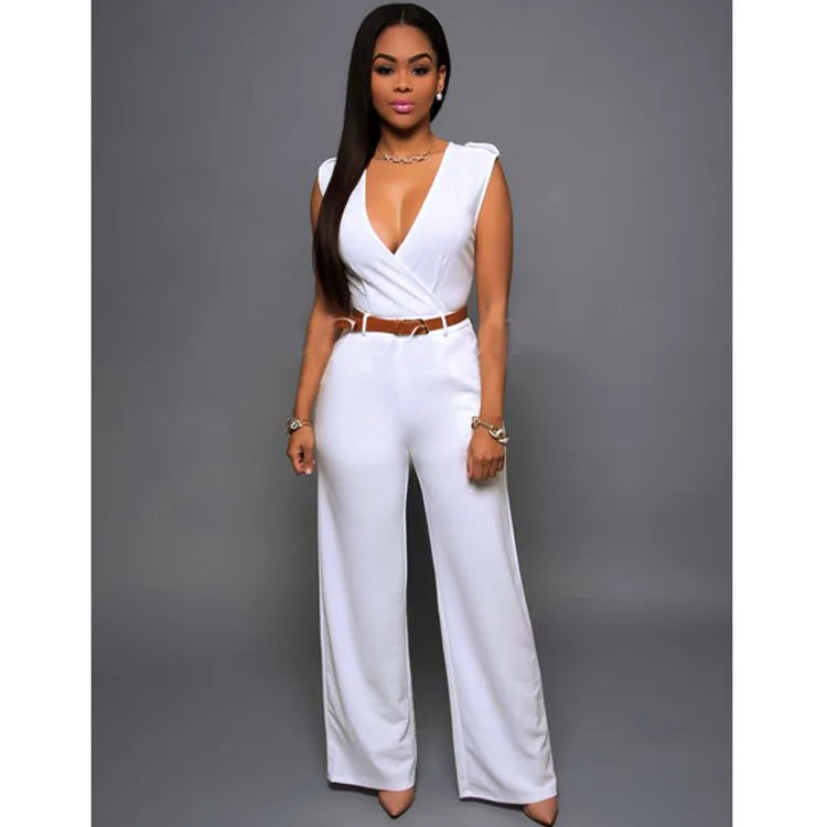Women's fashion jumpsuits pants Free Belt combination