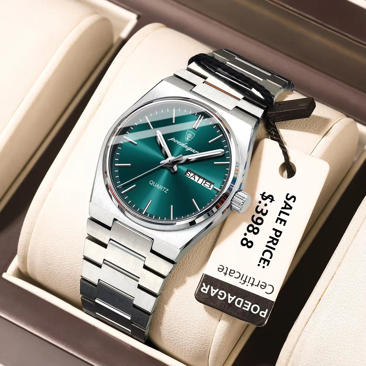 Luxury Watch for Woman Elegant Quartz Waterproof Luminous Date Week Stainless Steel