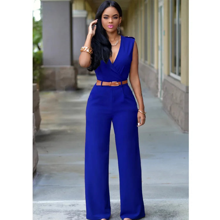 Women's fashion jumpsuits pants Free Belt combination