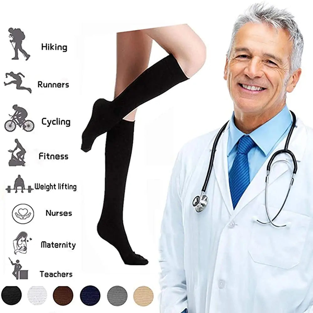3/67 Pair Compression Stocking Women Men Knee High 30mmHg Edema Diabetes Varicose Veins Running Travel Sport Compression Socks