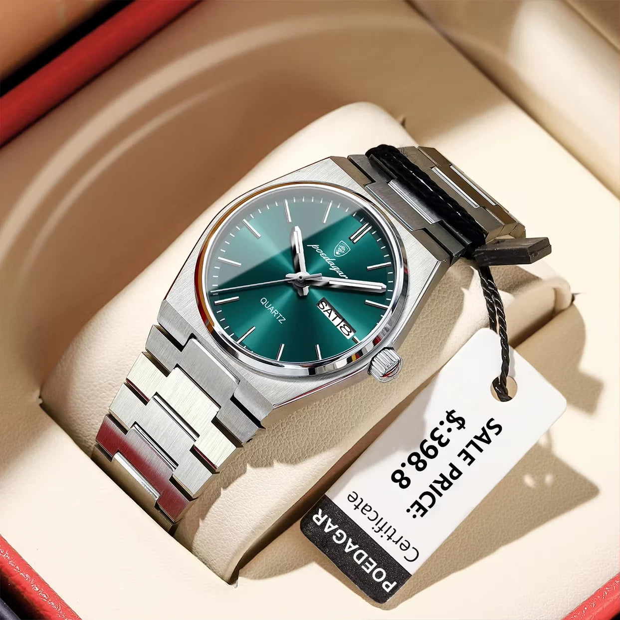 Luxury Watch for Woman Elegant Quartz Waterproof Luminous Date Week Stainless Steel