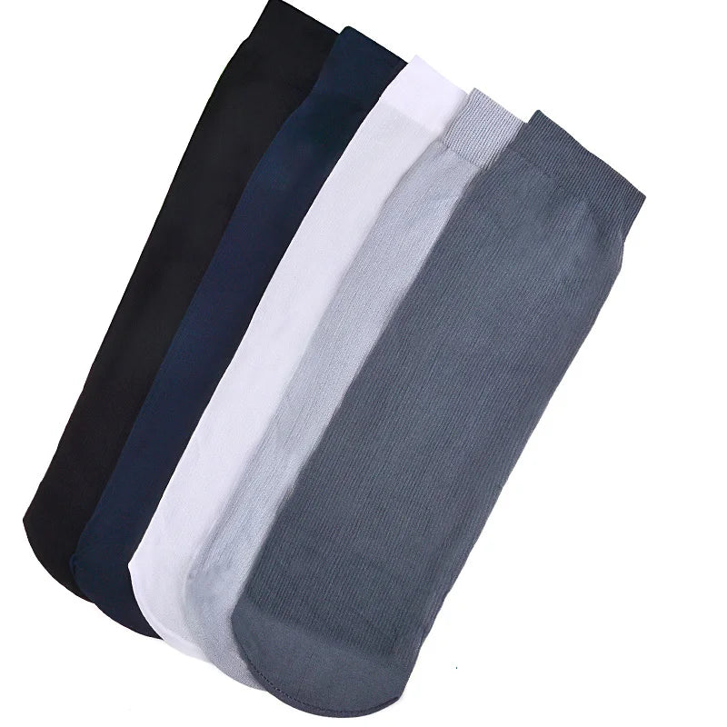 10pairs Bamboo Fiber Silk Men's Summer Socks Thin Stripe Breathable