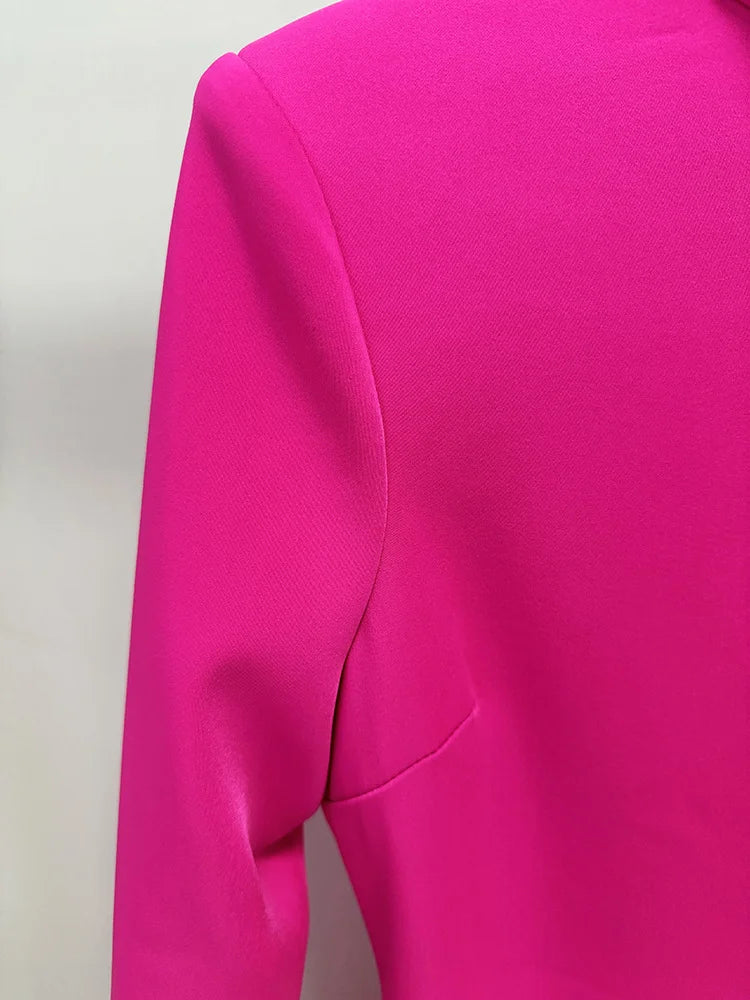 Elegant Pink High Neck Women Maxi Dress Spring Long Ruffle Sleeve Plus Size