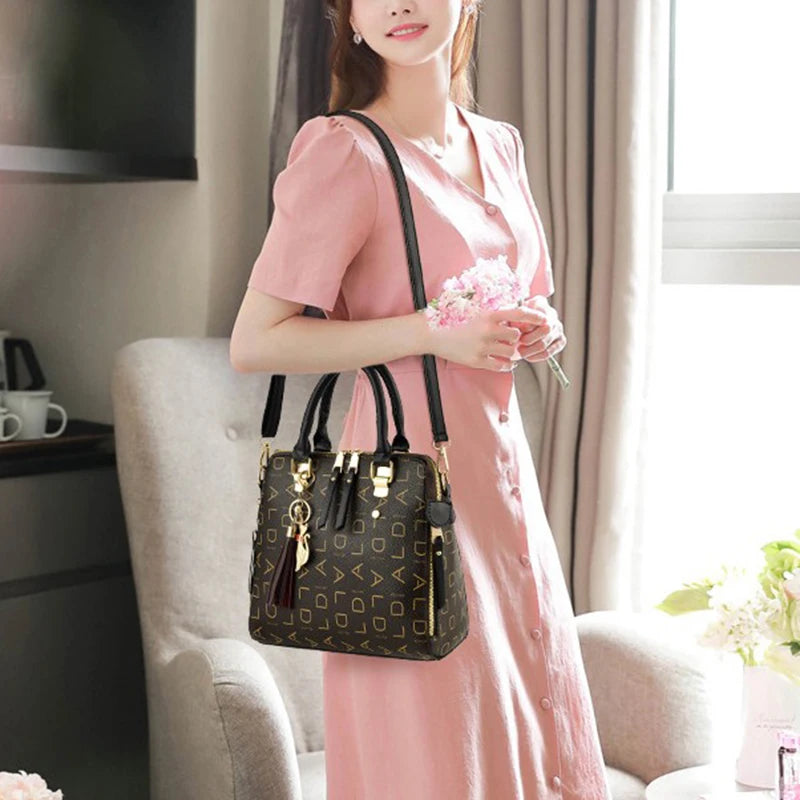 Luxury Leather Tassel Top-Handle Bag