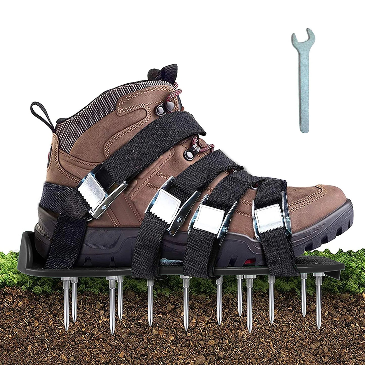 Lawn Aerator Spikes Shoes Sandals with 5 Adjustable Straps, Universal Size for All Shoes