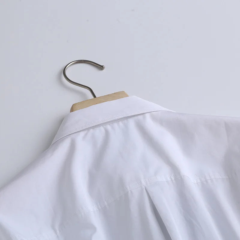 England Style Poplin Solid White Women Blouse