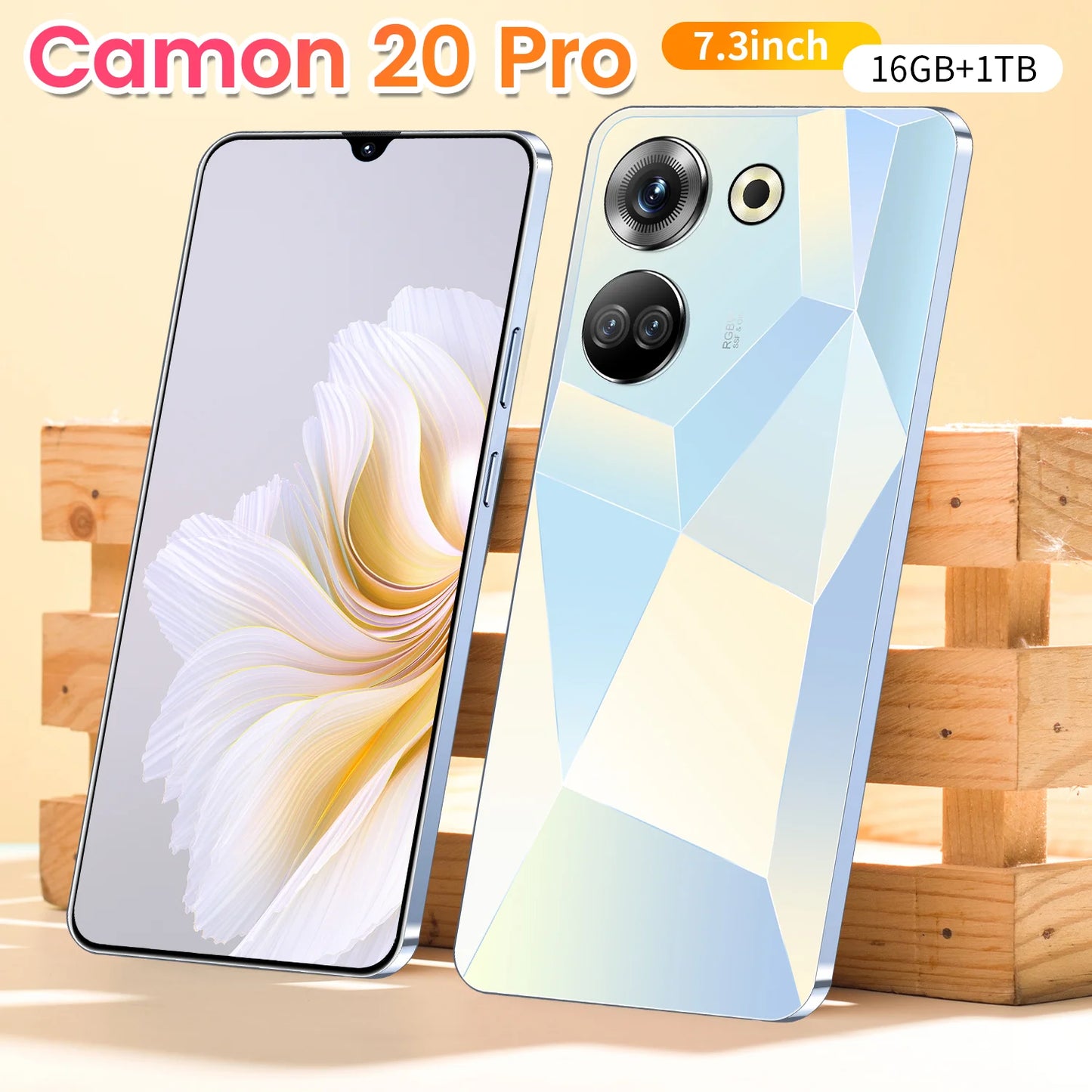 Latest Style Camon 20 Pro Android 13 5G Smartphone 7.3-inch HD Screen 50MP+108MP Camera 16GB+1TB Storage MTK Processor