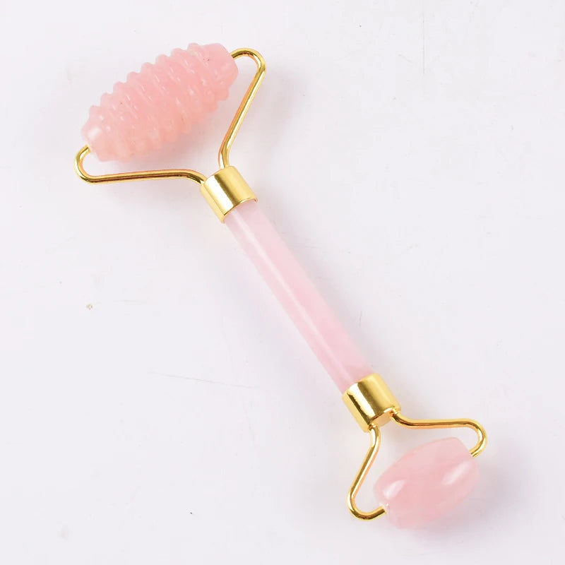 Acupuncture Massager Sawtooth Jade Roller Face Care Massage Tool Natural Rose Quartz Stone Gua Sha Health Neck Relax