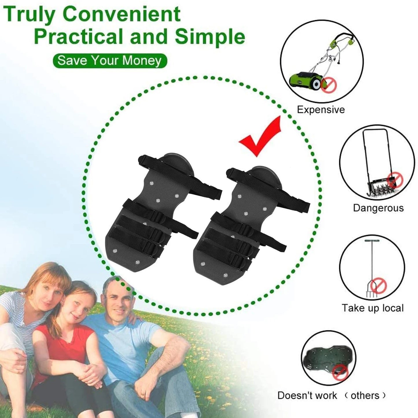 Lawn Aerator Spikes Shoes Sandals with 5 Adjustable Straps, Universal Size for All Shoes