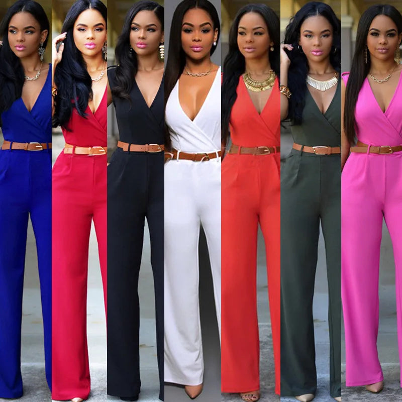 Women's fashion jumpsuits pants Free Belt combination