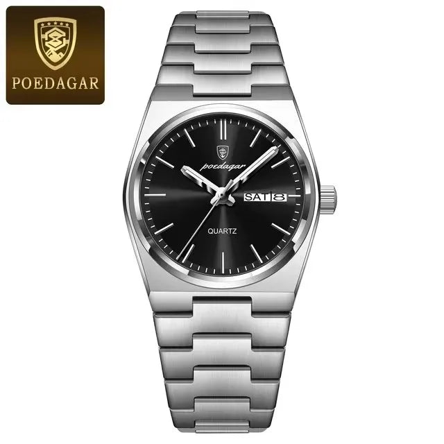 Luxury Watch for Woman Elegant Quartz Waterproof Luminous Date Week Stainless Steel
